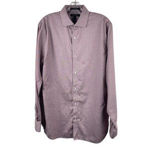 Banana Republic Dress Shirt Men L Tall Long Standard Fit Non Iron Burgundy Check